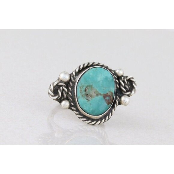 Sterling Silver Turquoise Ring Size 5 3/4 - Picture 5 of 8